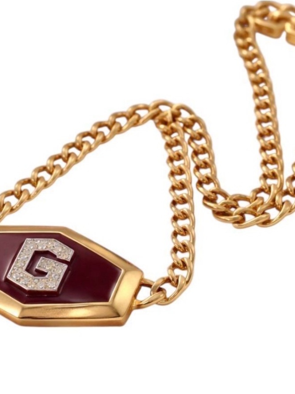 Authentic Givenchy red logo necklace gold plated Givenchy necklace - Picture 2 of 2